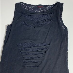 Soprano black Lace slash Cut Out Tank Top small